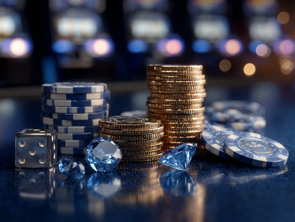 金色赌场筹码堆叠